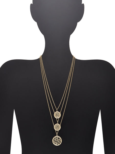 Filagree Triple Disc + Triple Strand Necklace