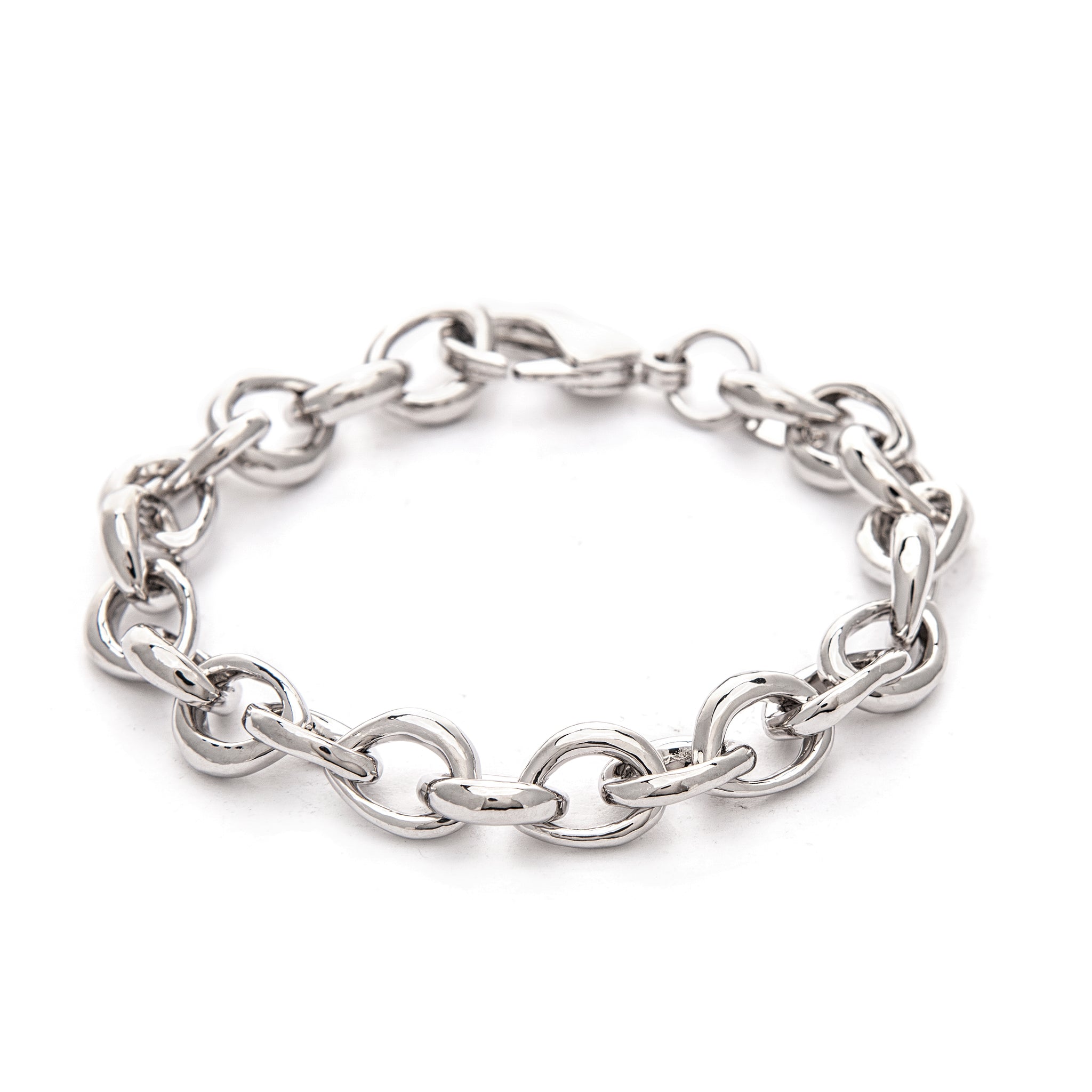 Rhodium Polished Link Bracelet