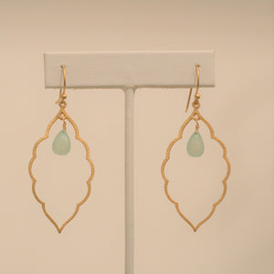 Felix + Lola Aqua Chalcedony Scalloped Edge Earrings - Closeout