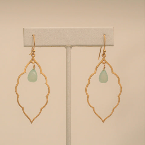 Felix + Lola Aqua Chalcedony Scalloped Edge Earrings - Closeout