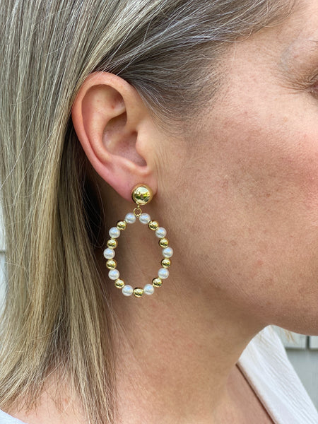 Pearl + Polished Bead Drop Earrings