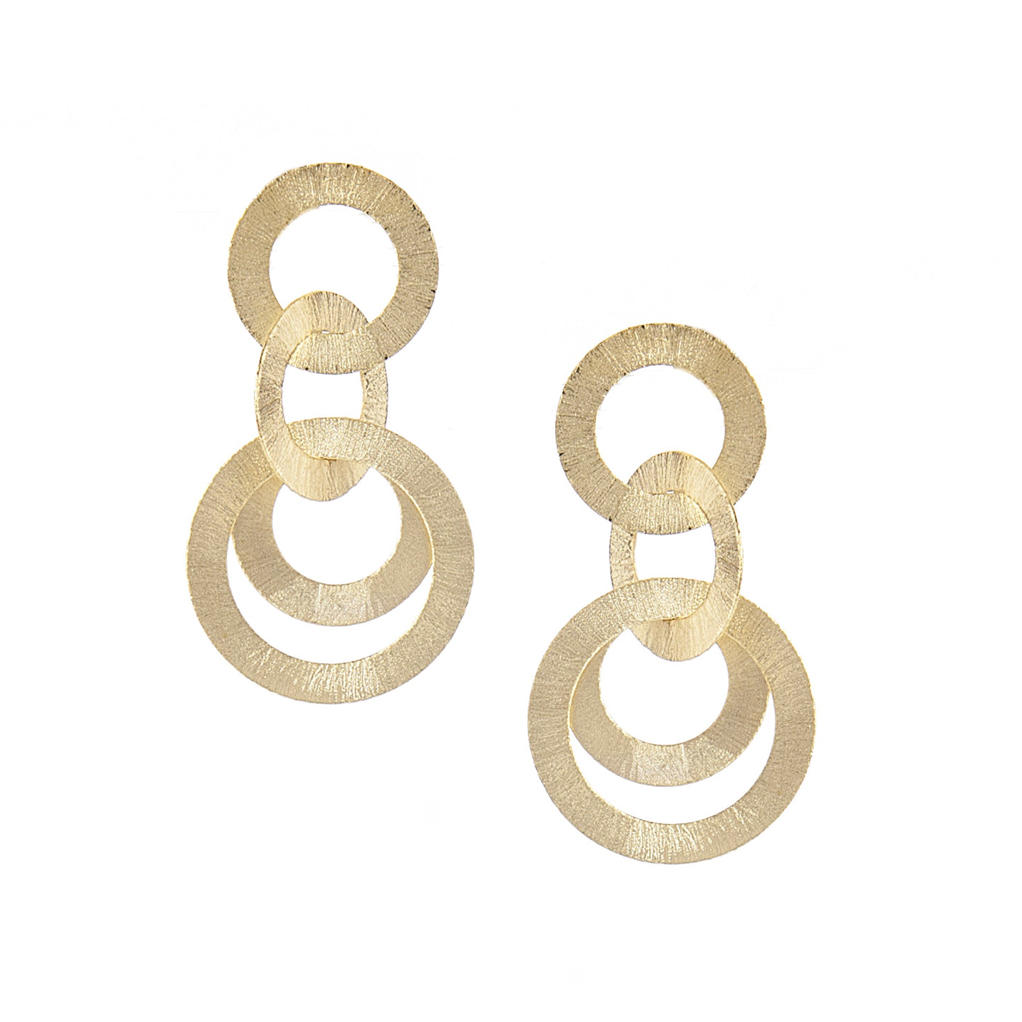 Multi Ring Satin Finish Dangle Earrings - Closeout