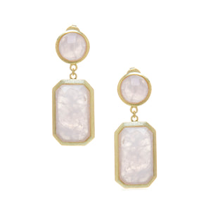 Rose Quartz Double Dangle Earrings - Closeout