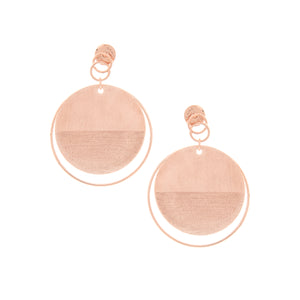 Rose Gold Contrasting Texture Circle Dangles - Closeout