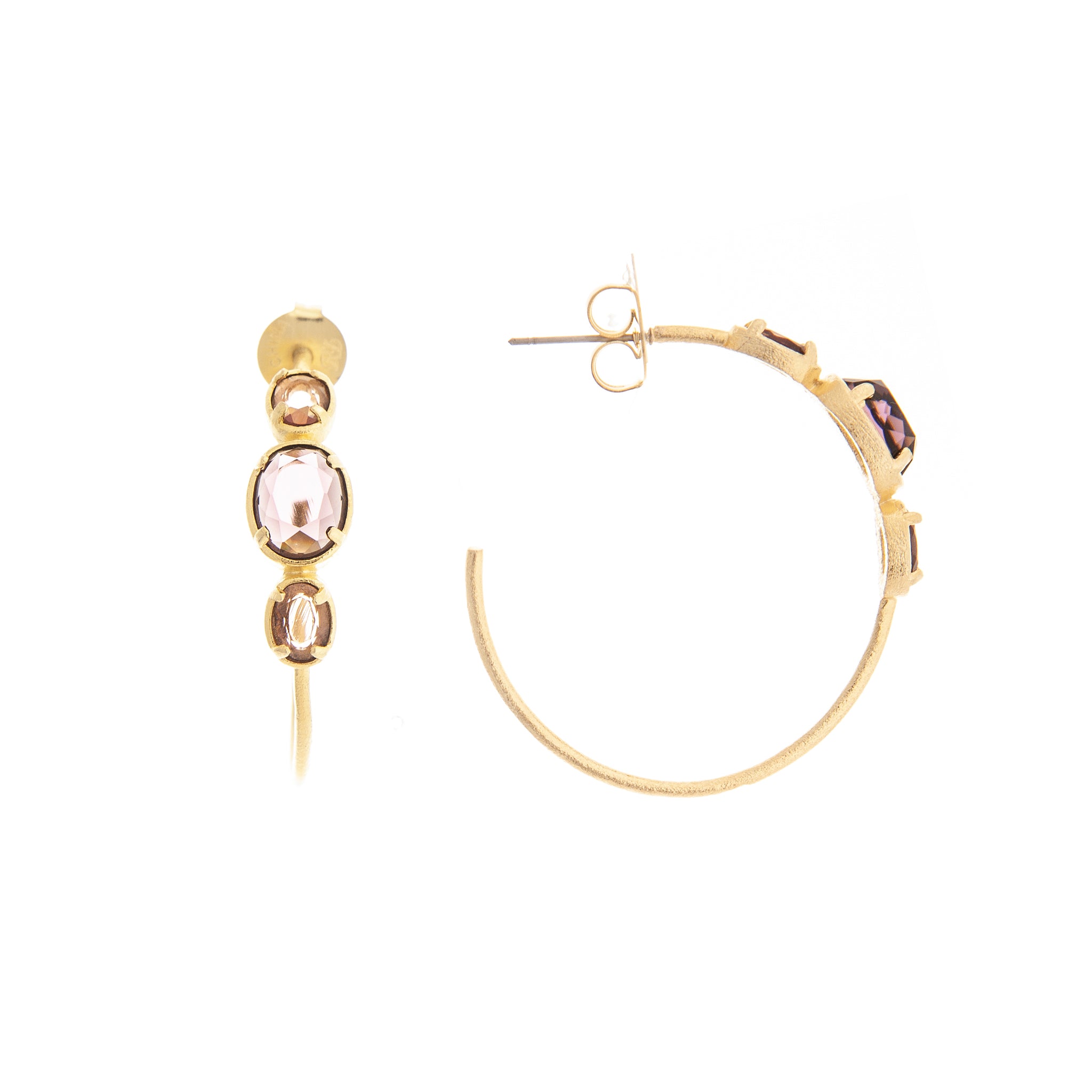 Tourmaline + Amethyst 3/4 Hoops - Closeout