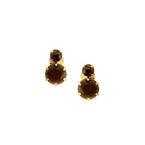 2 Stone Smokey Drop Earrings - Closeout