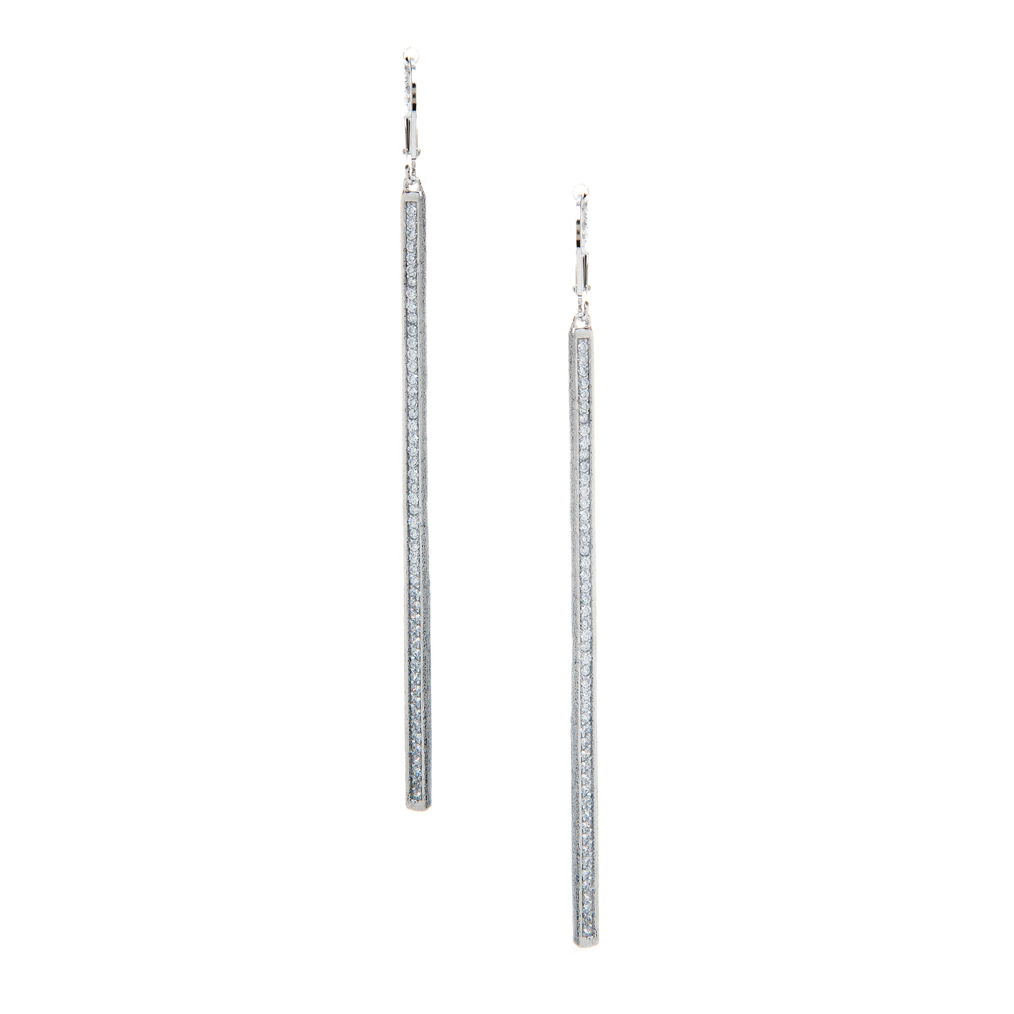 Rhodium Simulated Diamond Bar Drop - Closeout