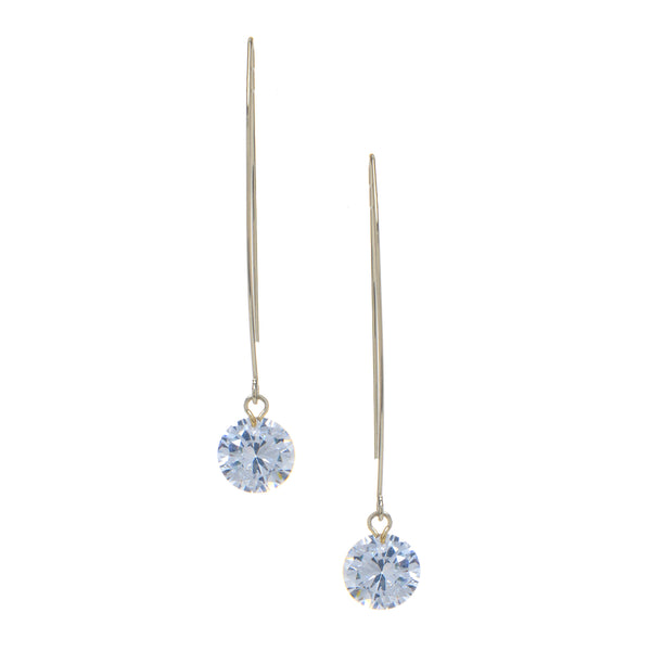 Cubic Zirconia Threader Drop Earrings - Available in Yellow Gold, Rose Gold, White Rhodium