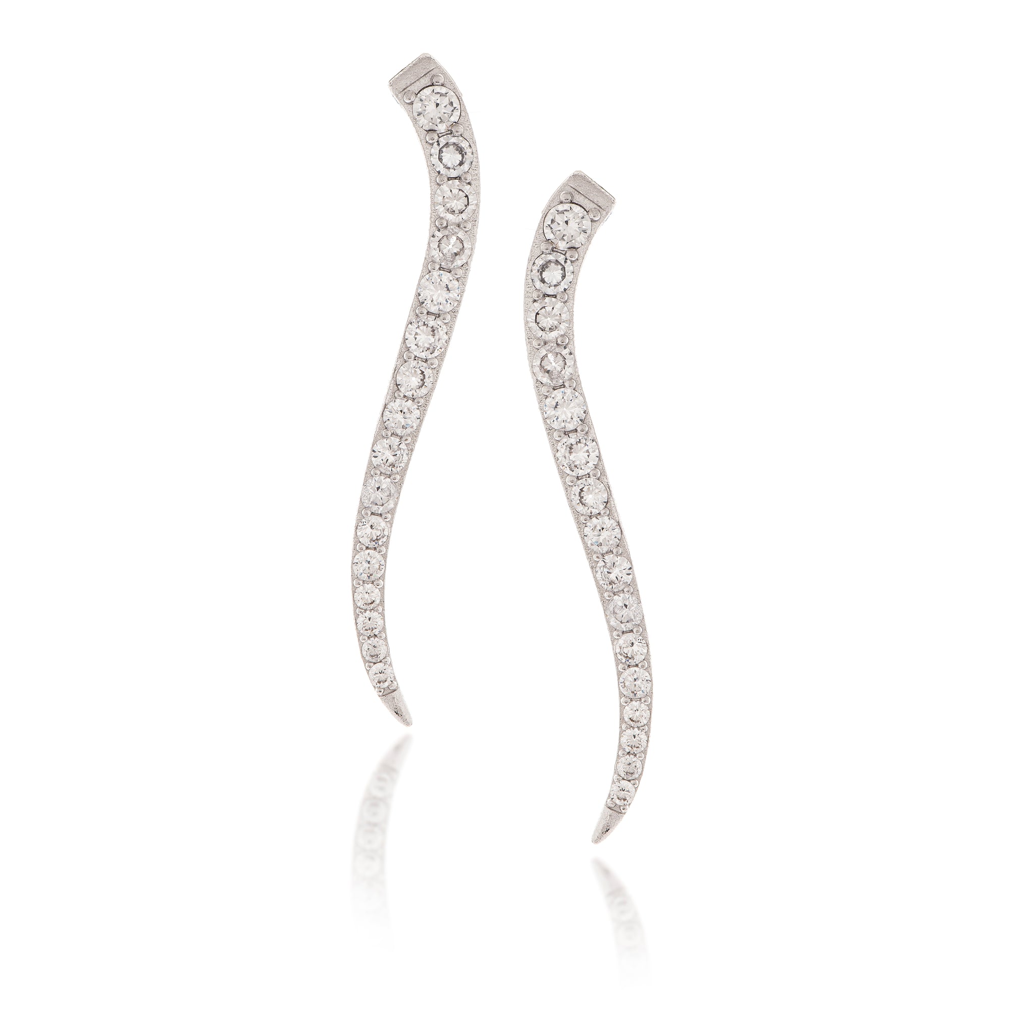 Pavé Cubic Zirconia Wave Earrings