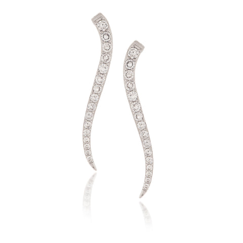 Pavé Cubic Zirconia Wave Earrings