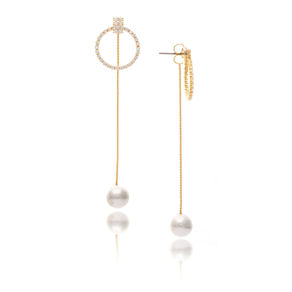 Cubic Zirconia + Pearl Front + Back Dangle Earrings