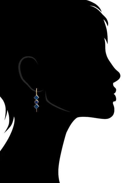 Blue Bezel Multi Stone Threader Earrings