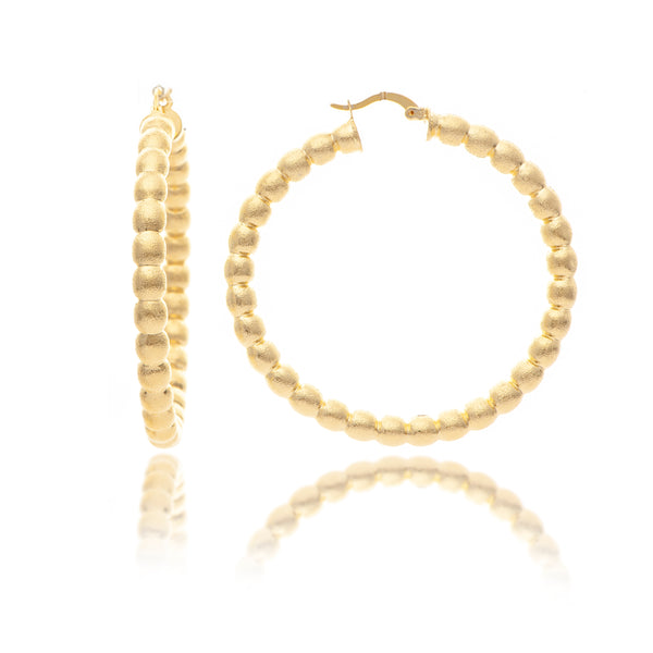 Satin Beaded Hoop Earrings