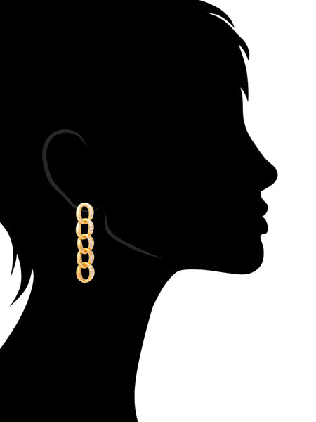 Chain Link + Cubic Zirconia Dangle Earrings