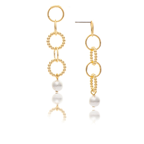 Circle Link and Synthetic Pearl Drop Earrings