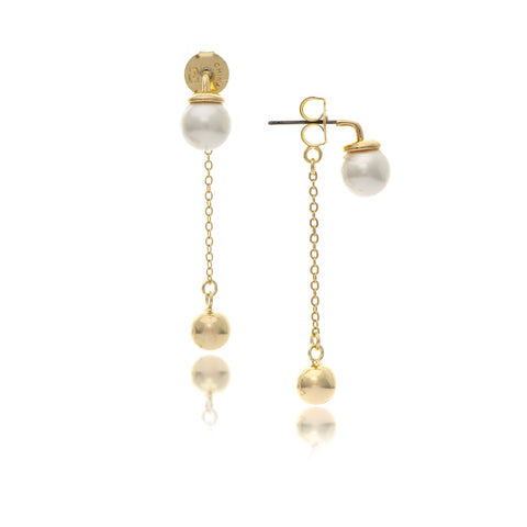 Polished Pearl + Bead Drop Earrings