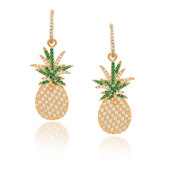 Convertible Pineapple Emerald + CZ Dangle Earrings
