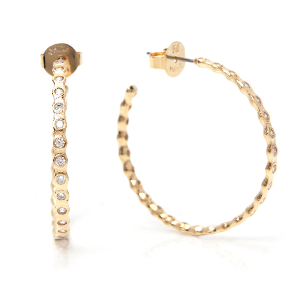 Bezel Hoop Earrings 1.5"