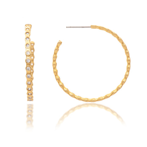 Bezel Hoop Earrings 1.5"