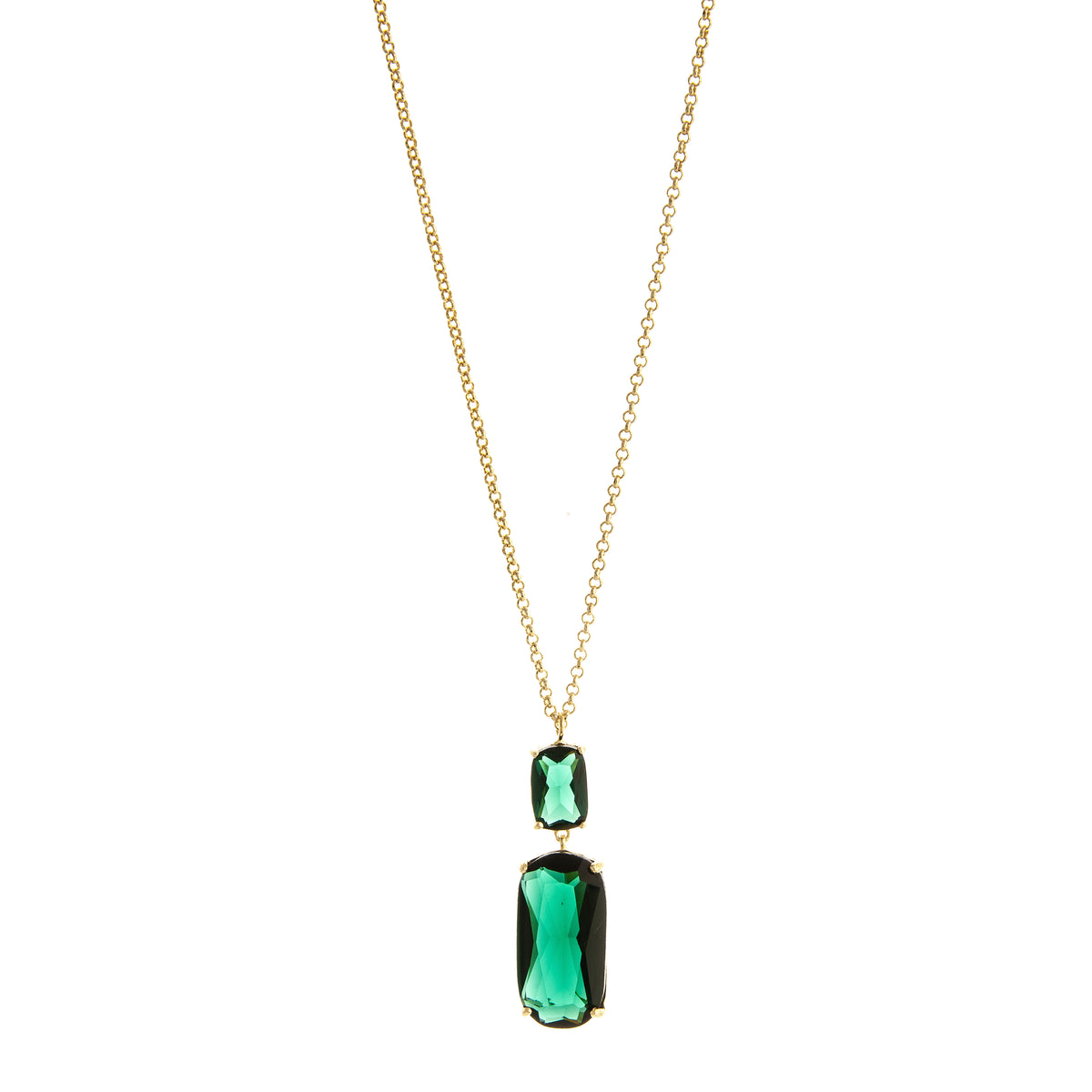 Emerald Double Drop Pendant – Rivka Friedman Jewelry