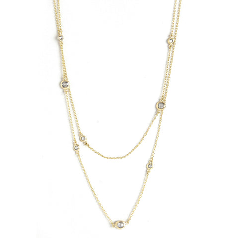 Simulated Diamond Station Necklace