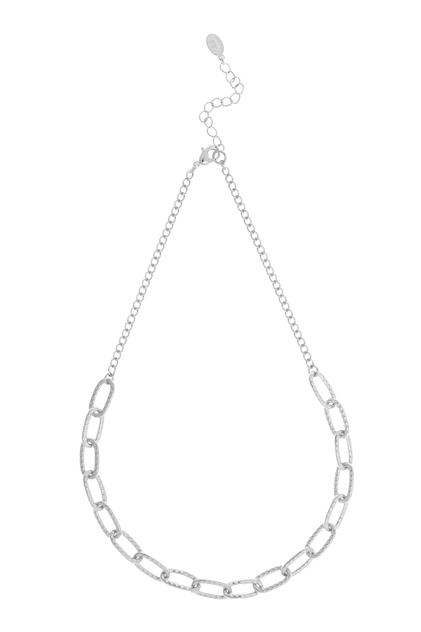 Polished Rhodium Chain Link Necklace