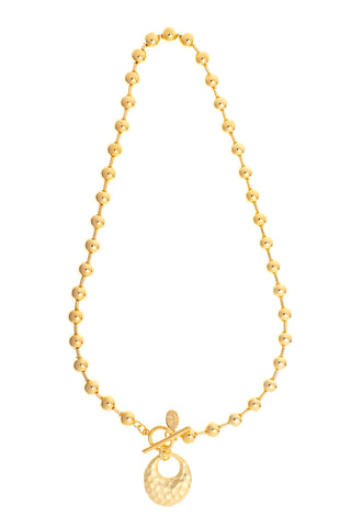 Gold Bead & Charm Toggle Necklace
