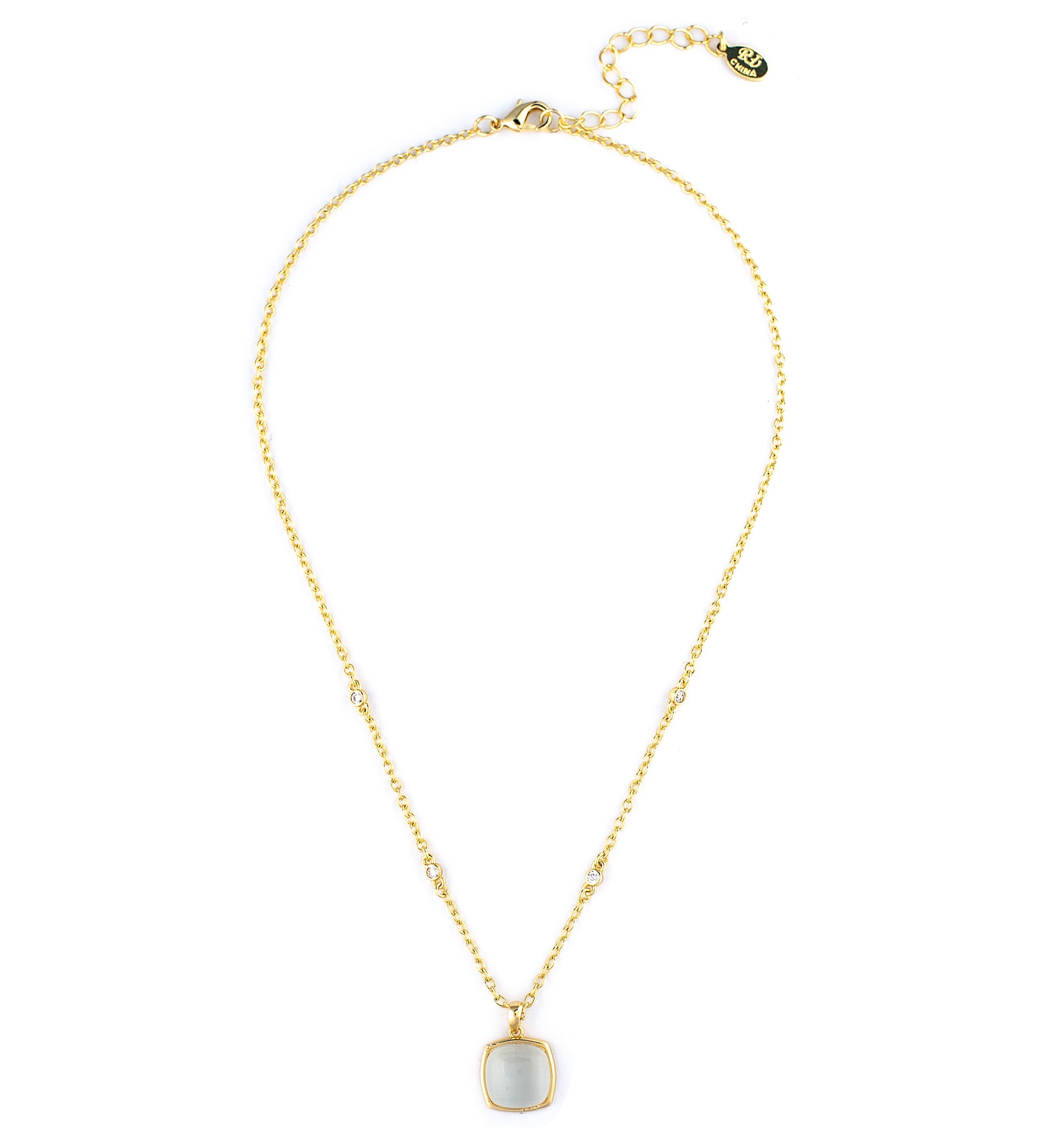 Mother of Pearl Pendant with CZ Embellished Chain