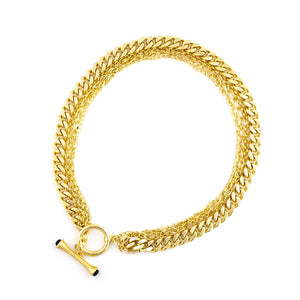 Multi Chain Link Necklace with Onyx Toggle