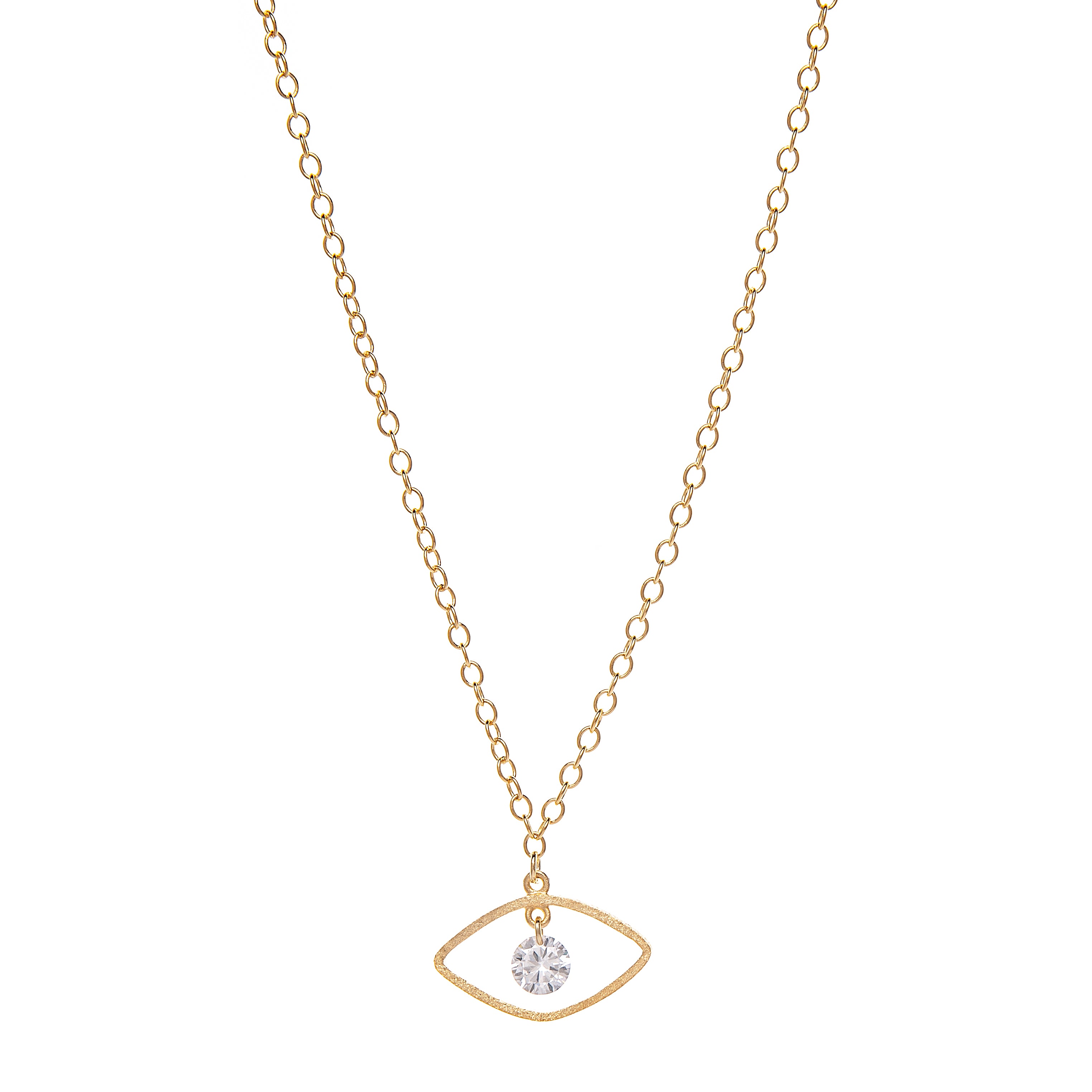 Satin Cubic Zirconia Evil Eye Pendant – Rivka Friedman Jewelry