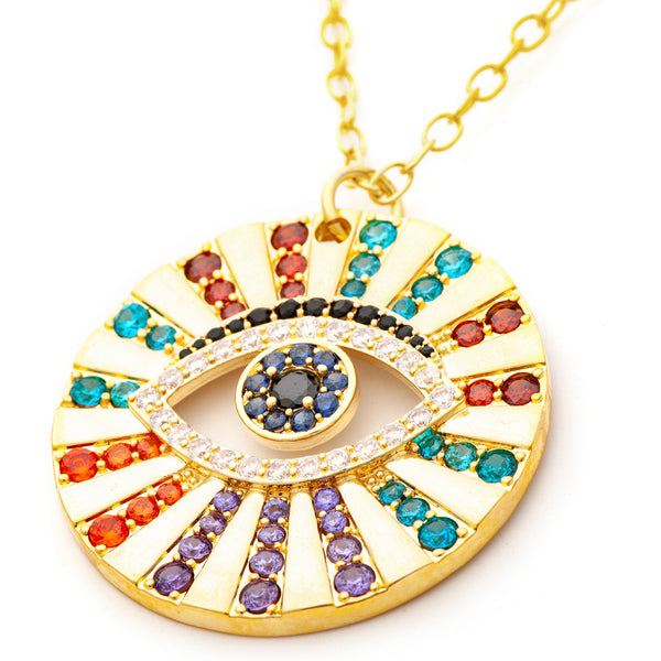 Multi Crystal Evil Eye Pendant