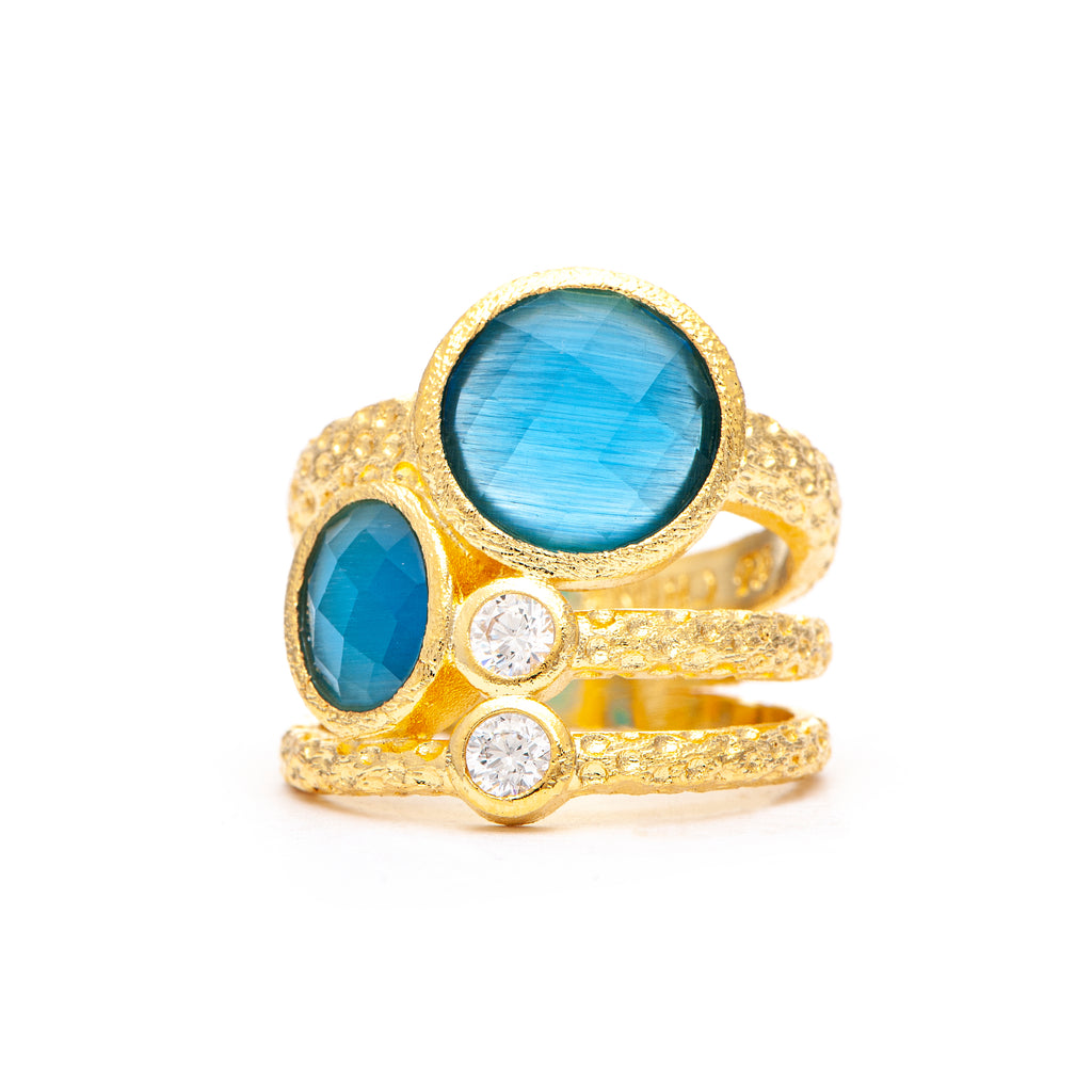 Turquoise + Cubic Zirconia Stack Ring – Rivka Friedman Jewelry