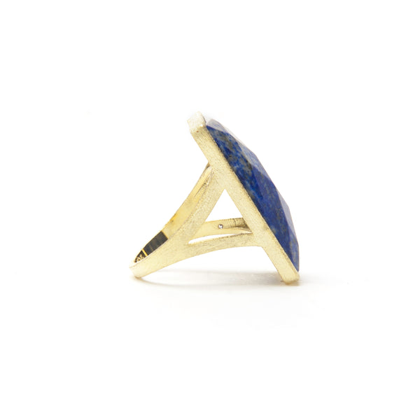Lapis Rectangle Cocktail Ring