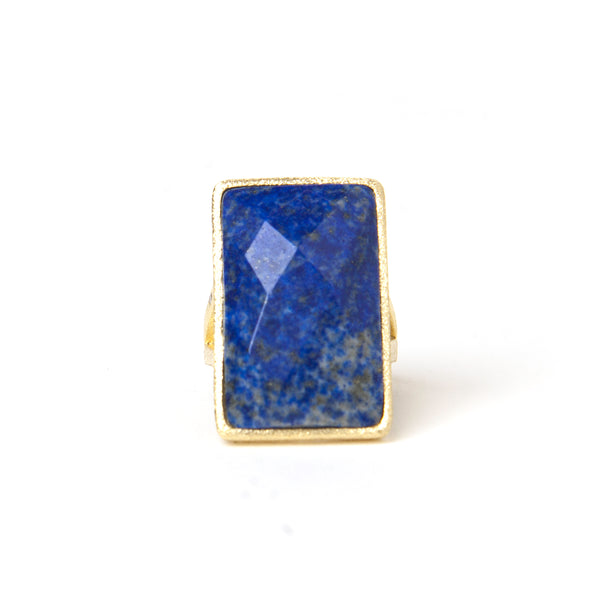 Lapis Rectangle Cocktail Ring