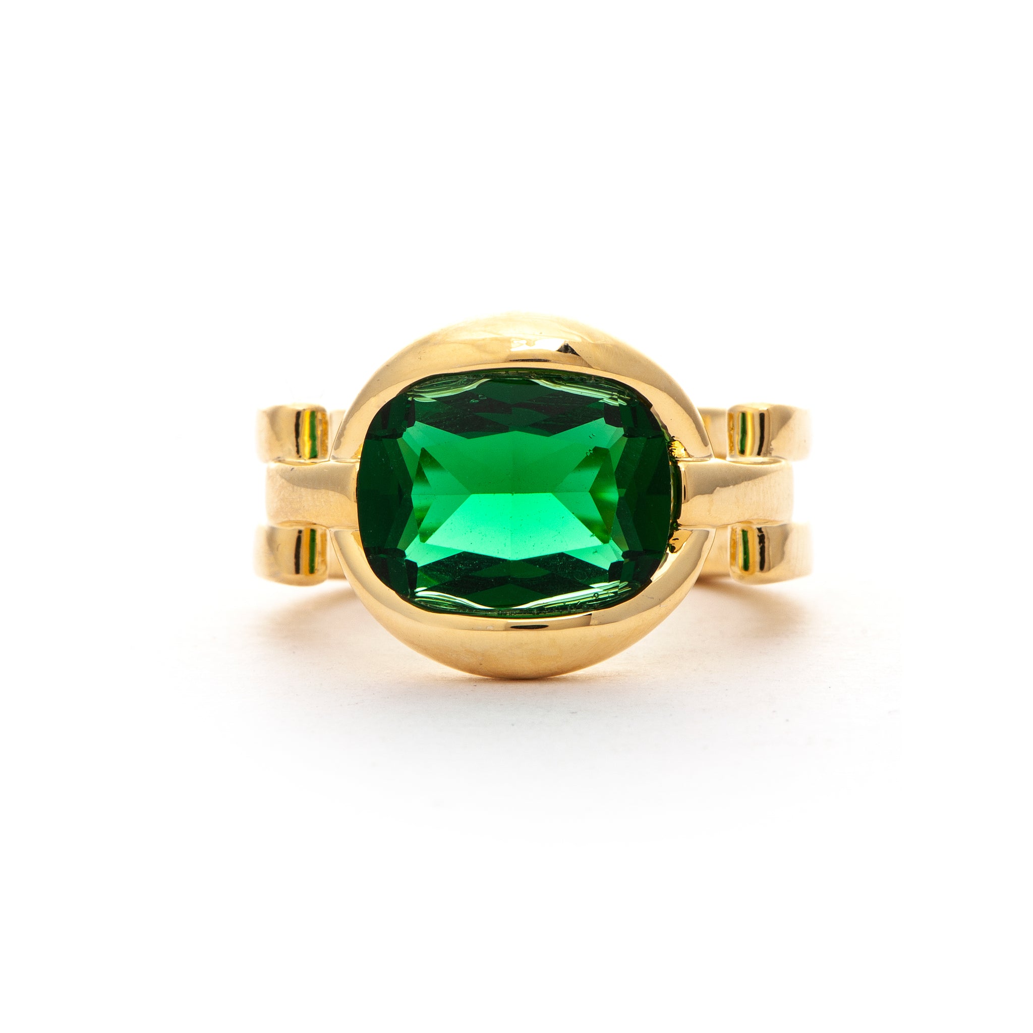 Emerald Bezel Oval Ring