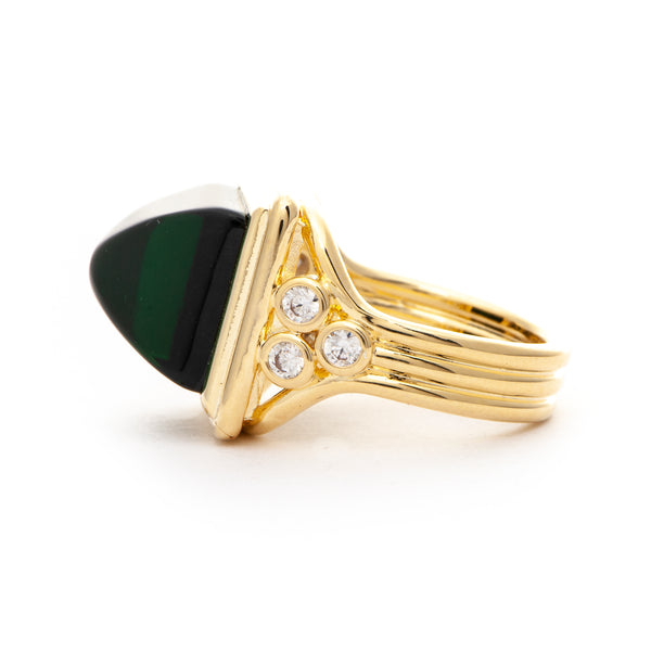 Emerald & CZ Bezel Ring