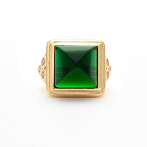 Emerald & CZ Bezel Ring