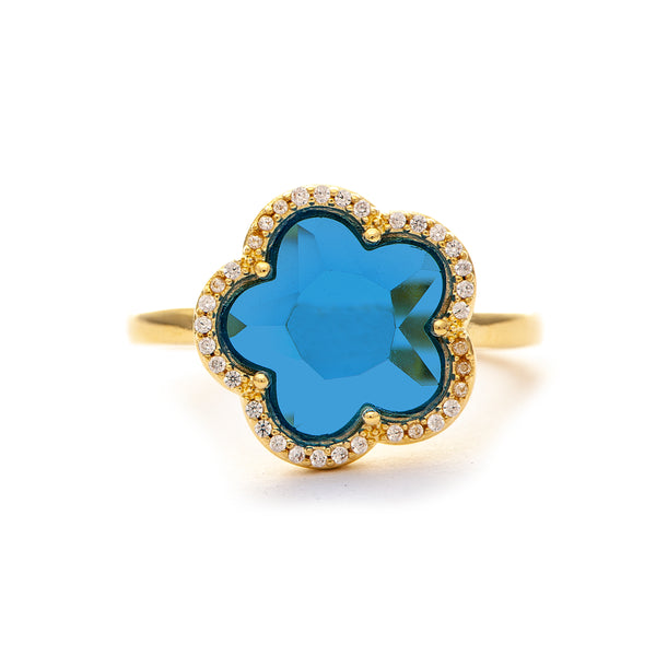 Swiss Blue Cubic Zirconia Encrusted Ring
