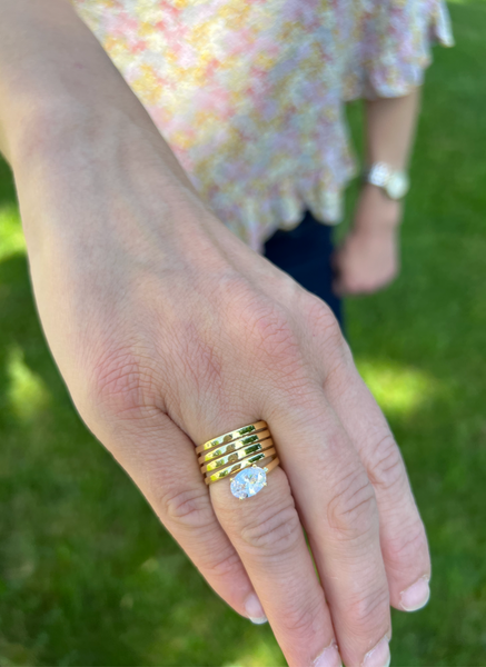 Oval Cubic Zirconia Coil Ring
