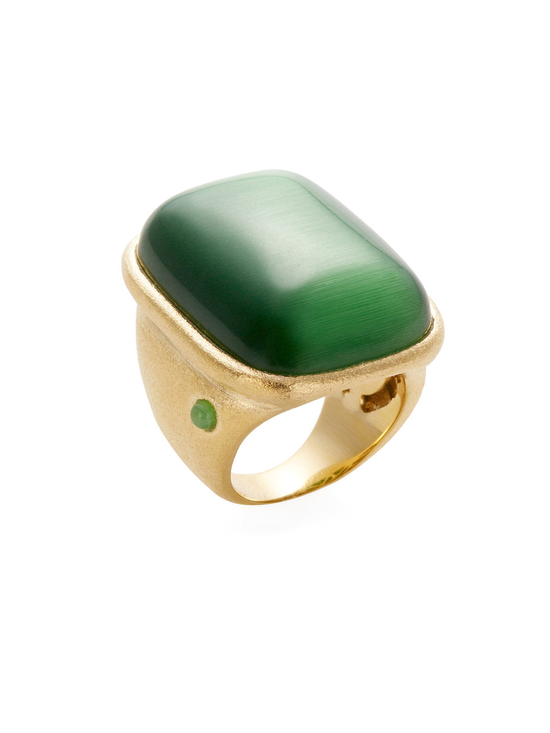 Lime Green Cat's Eye Cocktail Ring + Side Accent