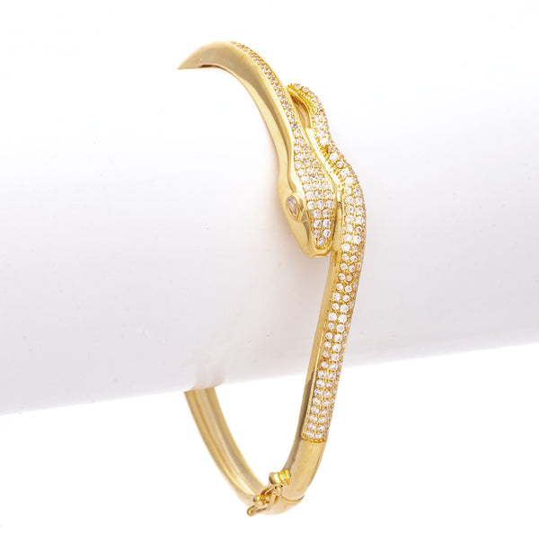 Hinged Snake Cuff with Cubic Zirconia Accents