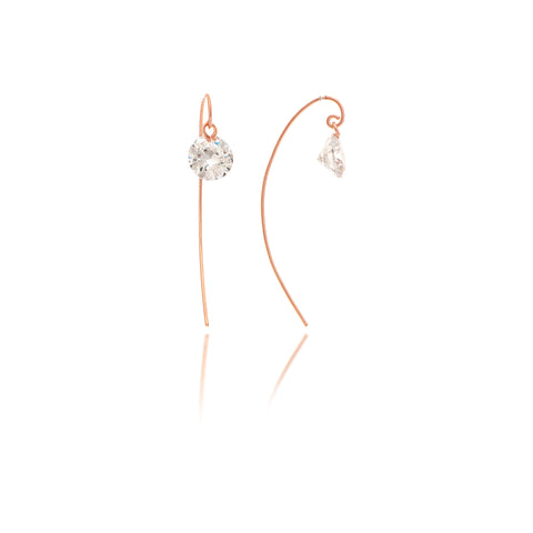 Rose Gold Cubic Zirconia Threader Back Earrings - Closeout