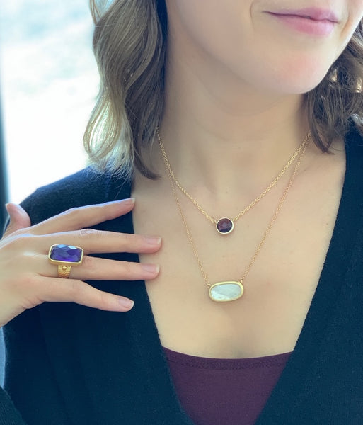 Mother of Pearl Oval Station Necklace