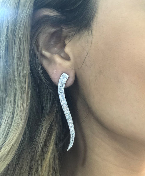 Pavé Cubic Zirconia Wave Earrings