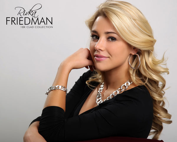 Wavy Satin Rhodium 2" Hoop Earrings